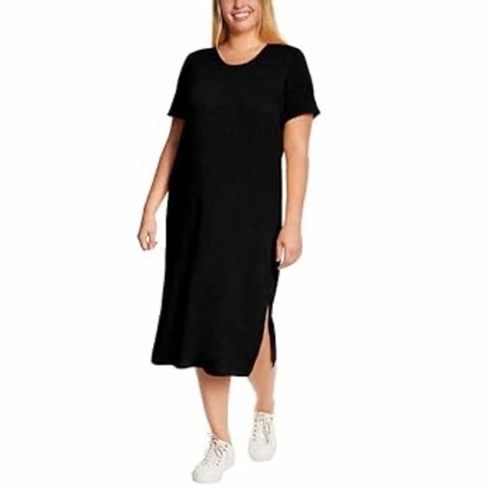 Jessica Simpson Black Midi Length Short Sleeve Shirt Dress Size Medium